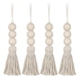 thumbnail image 1 of 4pcs Cotton Tassel Beads Natural Wood Bead Hanging Ornaments for Closet Door Handles, 1 of 5