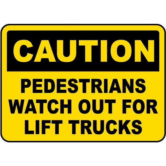 Vinyl Stickers - Pedestrians Watch for Lift Trucks Sign - Safety and Warning Warehouse Signs Stickers - 3.5" x 5" - 3 Pack