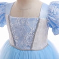 thumbnail image 4 of Girls Royal Blue Princess Dress with Crown, Sparkly Lace Ball Gown Halloween Fancy Dress Up Costume for Kids 4-9 Years, 4 of 7