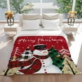 thumbnail image 5 of Red Snowman Merry Christmas Throw Blankets, Xmas Buffalo Tree Soft Fleece Blanket Decorative for Home Sofa Couch Chair Living Bedroom, 32x48 Inches, Winter Snowflakes, 5 of 8
