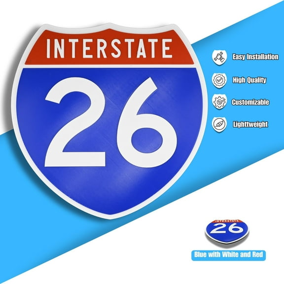 Interstate 26 Road Sign Replica, number Personalized Travel Decor, 8.5" x 8.5"