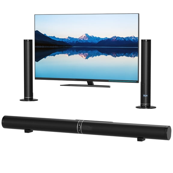 VIPQV Sound Bar for TV, 2-in-1 Detachable Soundbar with Built-in Dual Subwoofer, TV Speakers with 6 Speaker, Bluetooth 5.0/ARC/Opt/AUX Connection for PC/Gaming
