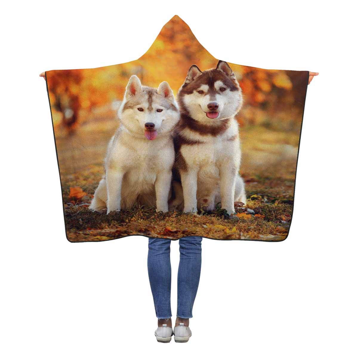 Ashleigh Red Siberian Husky Hooded Throw Blanket 50x60 Inches Kids 