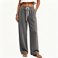 thumbnail image 5 of Women's Wide Leg Sweatpants Trendy Drawstring Baggy High Waisted Casual Trousers Jogger Sweat Pants with Pockets Gray 2XL, 5 of 6