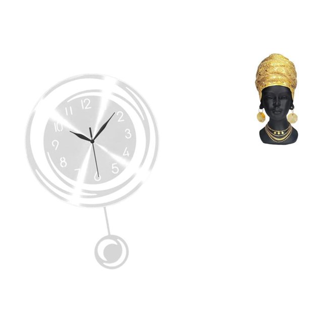 Adorno de reloj de pared acrílico con números arábigos y estatua de mujer africana, figura de resina para cocina, estudio, entrada de granja,