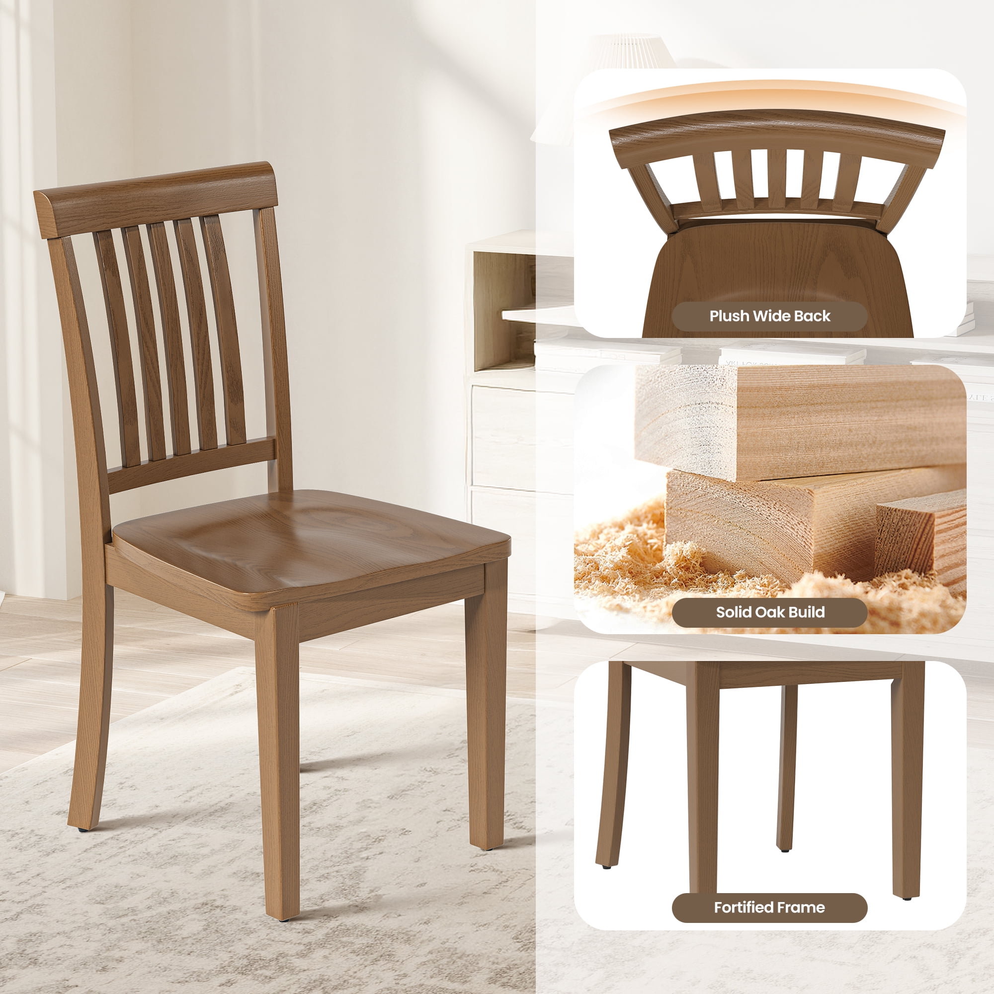Wooden Windsor Dining Chairs Set of 6,for Kitchen,Dining Room, Light Brown