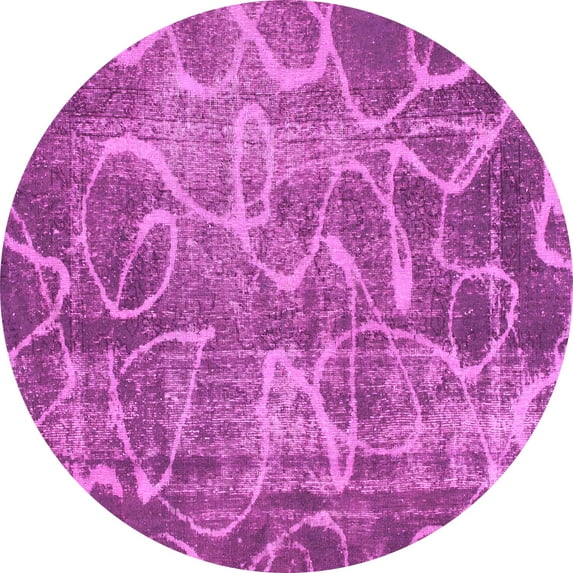 Ahgly Company Indoor Round Abstract Pink Modern Area Rugs, 6' Round