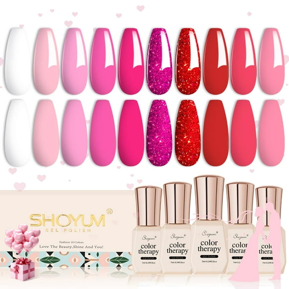 Set de esmaltes de uñas SHOYUM, 10 colores rosas, 7 ml, esmalte en gel