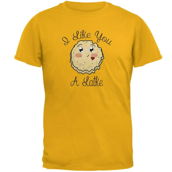 Hanukkah I Like You A Latke Mens T Shirt Gold 2XL