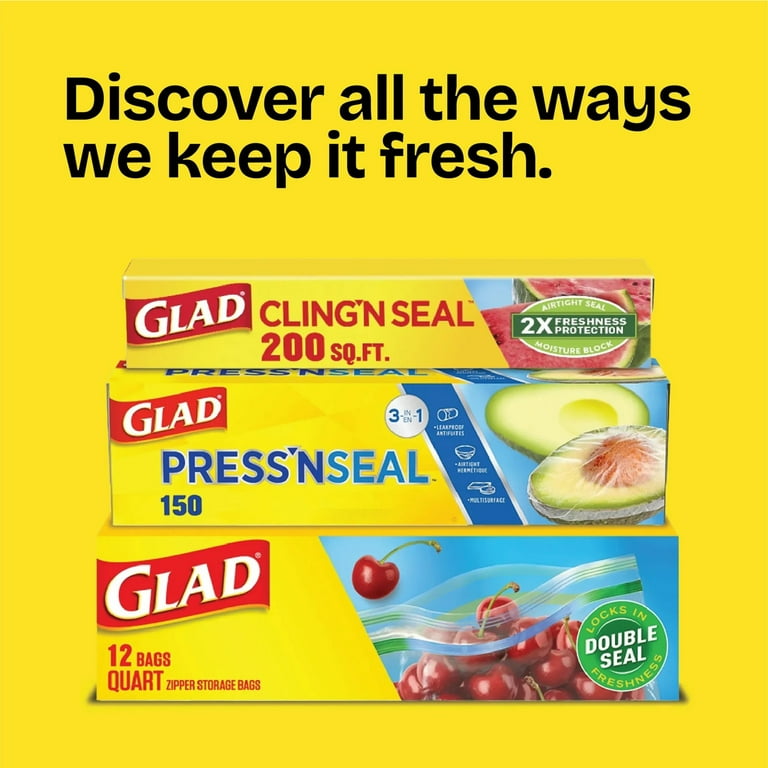 Glad Cling N Seal Stretch Plastic Food Wrap, 200 sq ft - Walmart.com