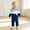 thumbnail image 2 of WhouRiu Boys Casual Ribbed Knit Outfits Autumn Cozy Pullover Hoodies And Pants Sets Baby Clothes, 2 of 9