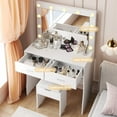 thumbnail image 4 of Furmax Makeup Vanity Table Set with Lights and Mirror Vanity Desk with Drawer and Chair, White, 4 of 8