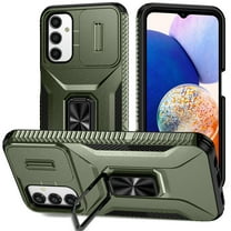 Dteck for Samsung Galaxy S24 Plus/S24  Case with Slide Camera Cover,Magnetic Rotated Kickstand Rubber Case Hard PC Camera Protection Military Grade Shockproof Heavy Duty Protective Cover,Darkgreen