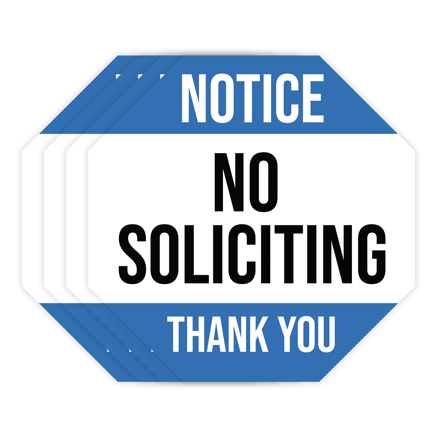 1 Premium No Soliciting Sticker decal Signs transparent indoor static face cling on glass window red like a stop sign made in USA 