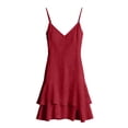 thumbnail image 5 of Taqqpue Women Tank Dress V Neck Sleeveless Sundress Ruffle Hem Knee Length Spaghetti Strap Midi Dress, 5 of 8