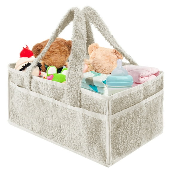 Grusce Baby Diaper Caddy Organizer, Nappy Caddy Storage Basket with Multi Compartments, Enduring Nursery Storage Basket for Newborn Essential