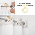 thumbnail image 3 of No Hook Shower Curtain with Snap in Liner, Easter Bunny Eggs Floral Leaves Waterproof Fabric Bathroom Curtain Mesh Top Window, Vintage on Letter Back Shower Curtains 60x72in, 3 of 9
