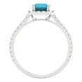 thumbnail image 4 of Clara Pucci 14K White Gold Solid Gold Turquoise Halo Anniversary Ring for Women - 1.86 cttw Emerald Cut, 4 of 8