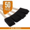 thumbnail image 2 of 50 Piece 1 Inch Foam Sponge Paint Brush Set Wood Handle Acrylic Stain Varnish Craft Tool, 2 of 6