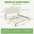 thumbnail image 4 of Papajet King Size Upholstered Bed Frame with Adjustable Headboard & Wood Slats, White, 4 of 6