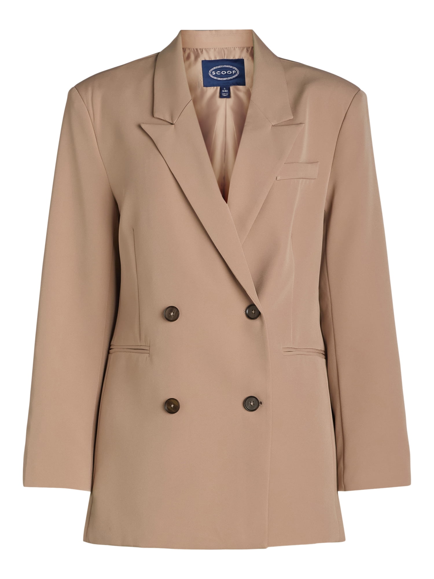 Scoop Women's and Women's Plus Crepe Slouchy Double Breasted Blazer, Sizes XS-4X