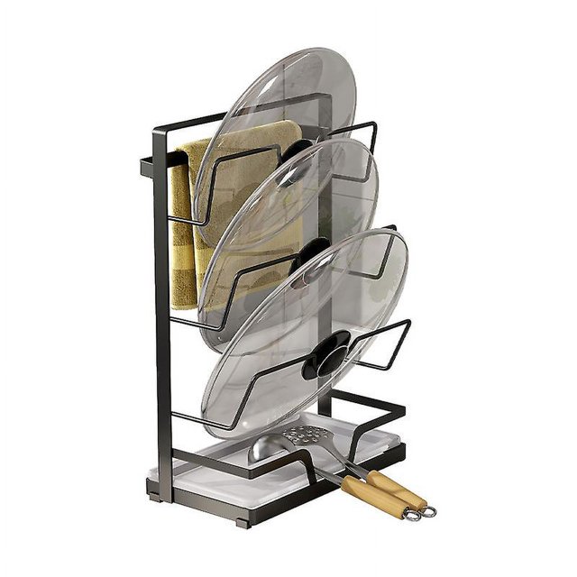 Organizador de ollas y sartenes CHAO Blackhousolution estante expandible para tapas con 3 divisores ajustables