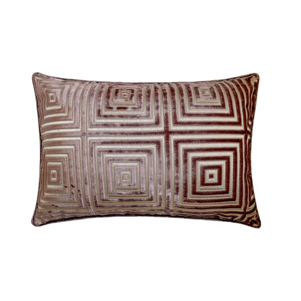 Funda de cojín lumbar decorativa HomeCentric, marrón y beige, 30 x 60 cm (12 x 24 pulgadas). Diseño geométrico de terciopelo cortado, con diseño de laberinto. Fundas para cojines lumbares para sofá,