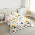 thumbnail image 2 of Manfei Bohemain Rainbow King Size Comforter Sets,Retro Boho Theme Bedding Comforter Set,Yellow Stars Teal Clouds Bedding Set For Girl Boys,Breathable Home Decor Reversible,3-Piece, 2 of 7