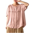 thumbnail image 1 of Camisetas de Algodón para Mujeres de Ajuste Suelto, Cuello en V Algodón Y Lino, Casual Suelto Camisa de Manga Corta, 1 of 7