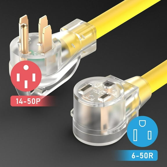 TOOLIOM Nema 14-50P to 6-50R Welder Adapter Cord, 3 Prong to 4 Prong, 50 Amp Heavy Duty, 12 Inch