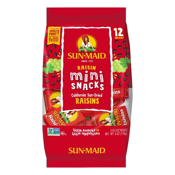 (3 Pack) Sun-Maid California Raisins Mini-Snacks, 6 Oz, 12 CT