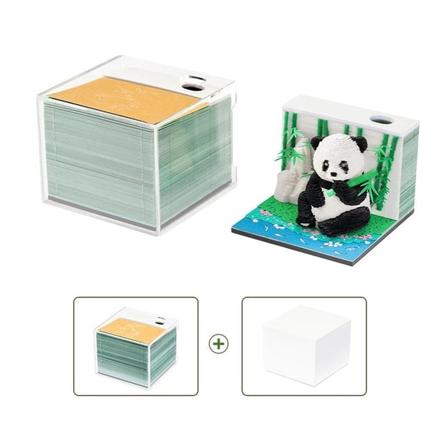 TQEHS Calendario de escritorio CTDWNT 2025, notas adhesivas creativas de panda en 3D, calendario Time Piece 2025, 265 hojas de bloc de notas, notas adhesivas creativas para tallado de papel, regalo de