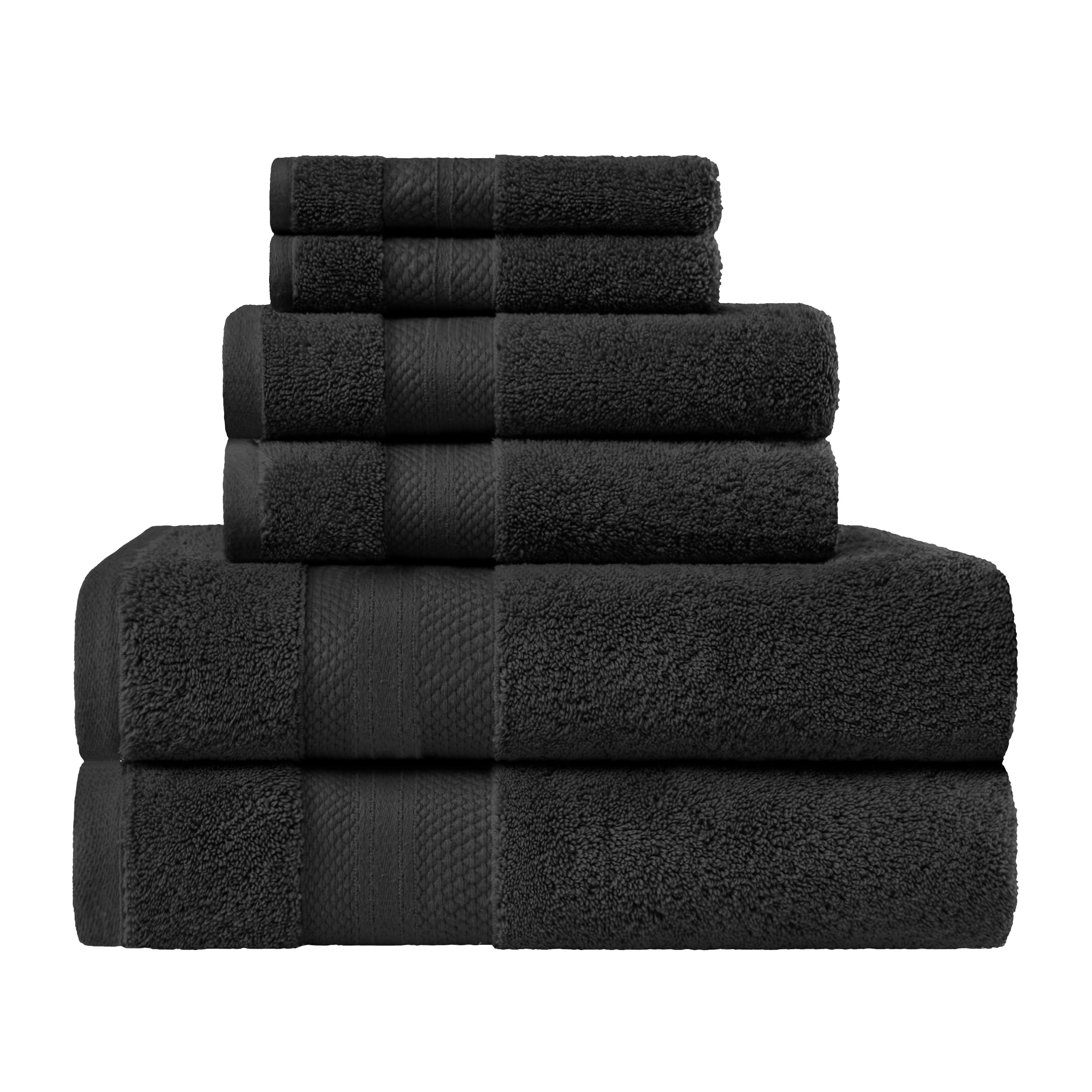 BNM Turkish Cotton Heavyweight 6 Piece Towel Set, Black