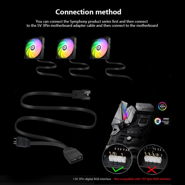 Cable Conector Rgb Cable de extensión de conector RGB para placa base Giga/Microstar/A-sus (5V 3Pin)