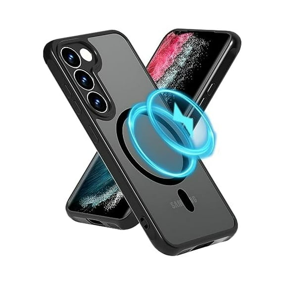 Saluqifa Magnetic Case for Samsung Galaxy S23 - [Compatible with MagSafe] [Military Grade Drop Tested] Slim Translucent Matte Clear Case Wireless Charger Cover for Men Women