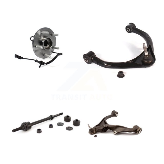 Transit Auto Front Left Hub Bearing Assembly Suspension Lower Upper Control Arm with Ball Joint and Sway Bar Stabilizer Link Kit for Car Ram 1500 Classic 4WD K7T-105490