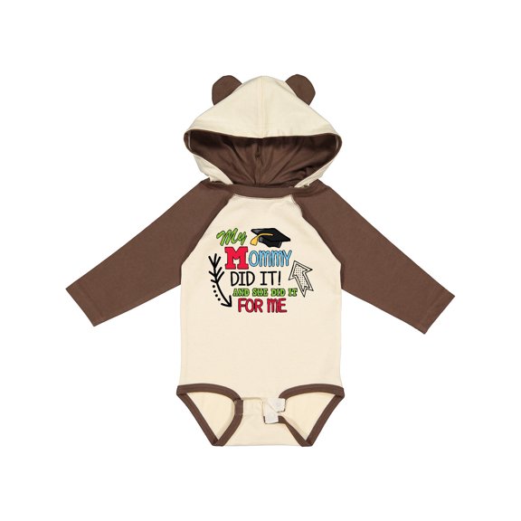 Inktastic My Mommy Did It and She Did It for Me with Graduation Cap Boys Long Sleeve Baby Bodysuit