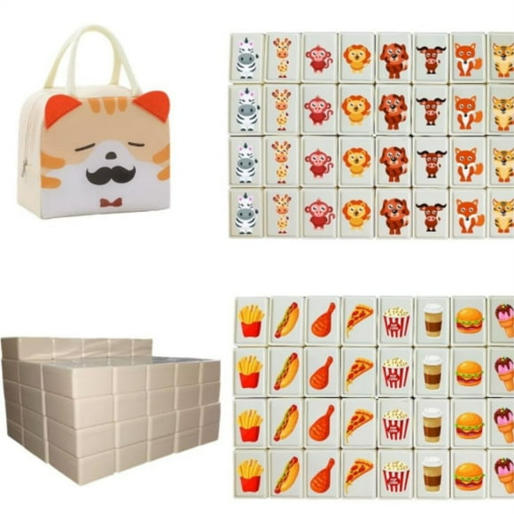 65 30mm Tiles Seaside Escape Game Block with A Bag, Family Party Games Blocks Mahjong Tiles Set