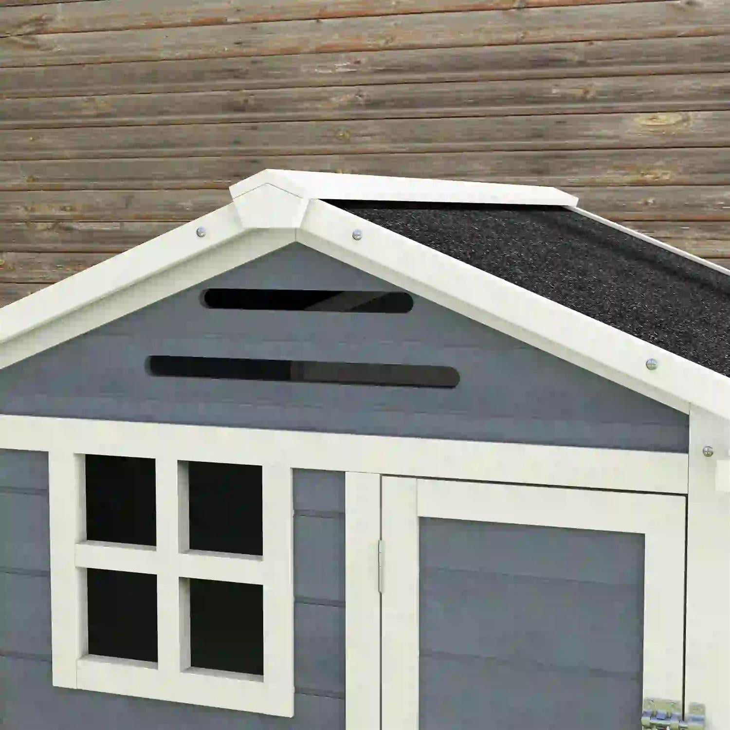 Pefilos 76" Large Chicken Coop Rabbit Hutch, Outdoor Wooden Poultry Cage Hen House with Nesting Box, Tray for Garden Backyard, Gray