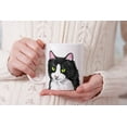 thumbnail image 7 of MUGBREW 11 Oz Ceramic Tea Cup Coffee Mug, Black White Tuxedo Cat Vector Portrait, 7 of 7