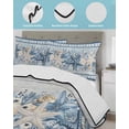 thumbnail image 3 of Twin XL Quilt Bedding Set, Navy Blue Starfish Coastal Reversible Summer Quilt 3 Pieces, Beach Coral Botanical Nautical Lightweight Bedspreads Coverlets with 2 Pillow Shams for All Seasons, 3 of 5
