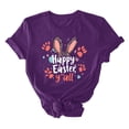 thumbnail image 4 of Ichuanyi Easter Shirts for Women Funny Bunny Face Graphic Print Rabbit T Shirt Summer Casual Short Sleeve Festival Holiday Tee Tops, 4 of 5