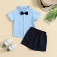 thumbnail image 2 of Mercatoo Toddler Boy Fashion Outfits Clothes Toddler Boys 𝐒ummer Suit Short Sleeved Light Blue Shirt With Bow Tie Baby Clothes, 2 of 9