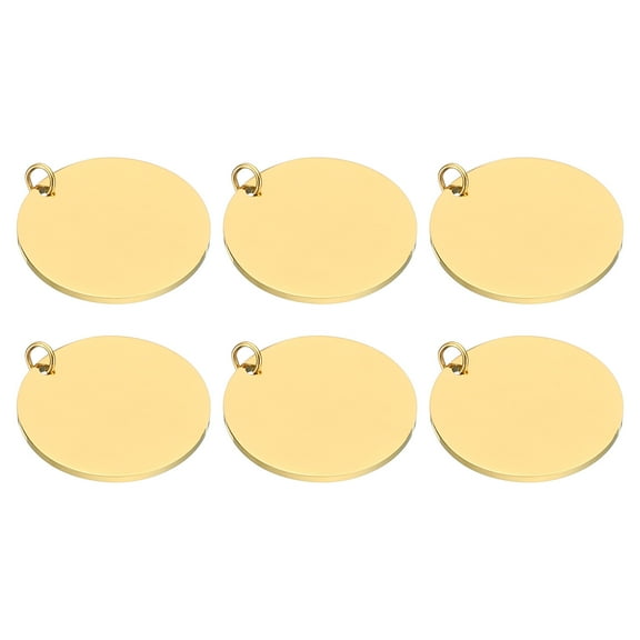 26mm Steel Disc, 6pcs Stainless Steel Stamping Blanks Tags for Laser Engraving Stamping Jewelry Making,Gold Tone