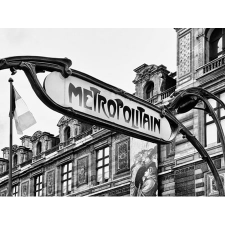 French Deco Horn Art Deco Metropolitain Sign, Metro, Subway, the Louvre Station, Paris, France, Europe Print Wall Art By Philippe Hugonnard ()