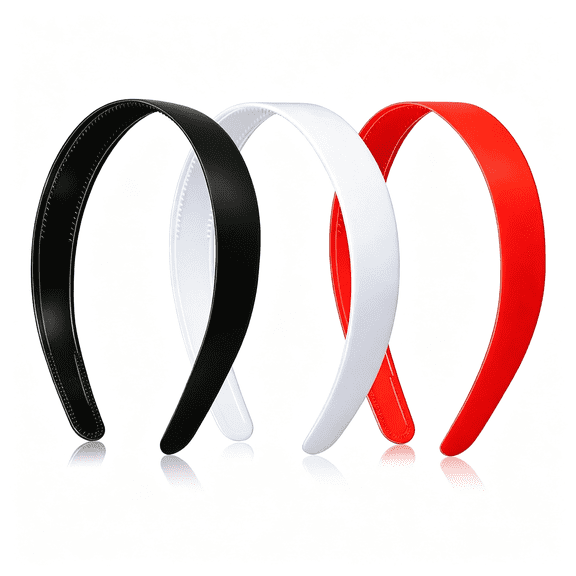 TUWAFE 1 Inch Wide Plastic Headbands with Teeth Plain Hard Plastic Hairband Nonslip Craft Headband Hoops for Women Perfect Grip Diy Halloween Hair Accessories,Ideal for Girls (Red,Black and White)