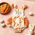 thumbnail image 5 of Tisuna Easter Summer Bodysuit For Baby Girls Cartoon Carrot Print Ruffled Sleeve Square Neck Romper Cute Soft Baby Kids Festival Jumpsuit Clothes Yellow Size 9-12 Months, 5 of 9