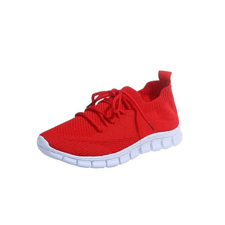 

Fangasis Ladies Comfortable Knit Upper Sock Sneaker Sports Flat Soft Breathable Flats