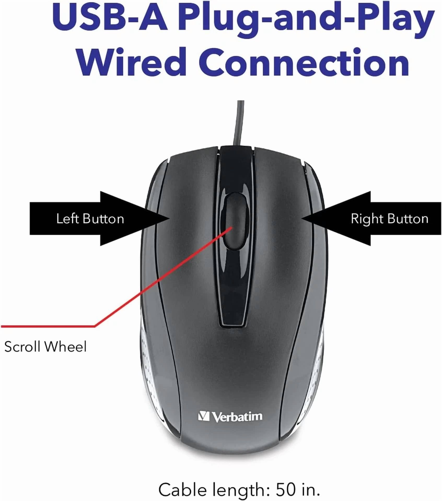 RHEA- Wired Usb Computer Mouse - Corded Usb Mouse For Laptops And Pcs - Right Or Left