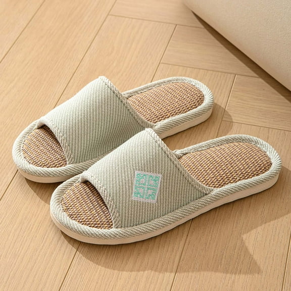 AKAFMK Bath Slippers for Women Towel,Shower Slippers for Men,Couple Home Chinese Wind Open Linen Slippers Spring And Summer Home Linen Non-slip Wooden Slippers